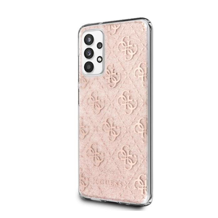 Puzdro Guess GUHCA32PCU4GLPI na Samsung Galaxy A32 5G Peony Glitter ružové
