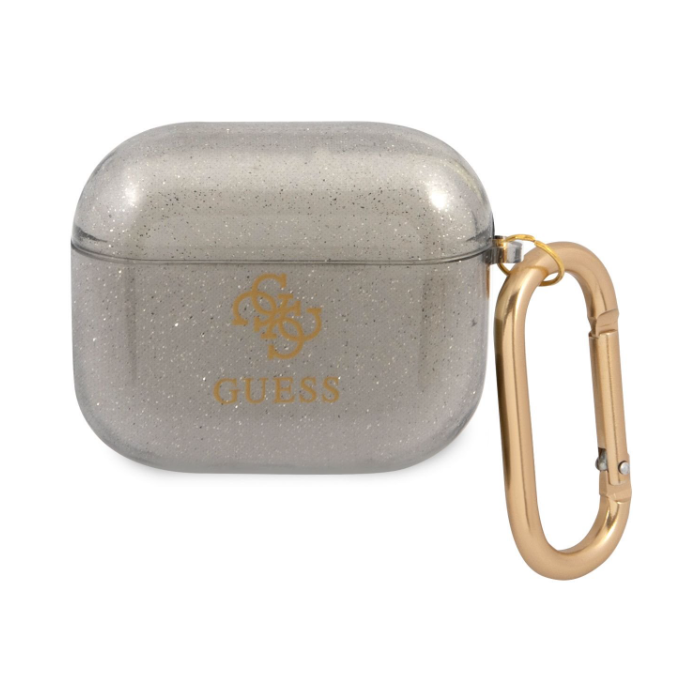 Silikónové puzdro Guess na Apple AirPods 3 GUA3UCG4GK 4G TPU Glitter čierne