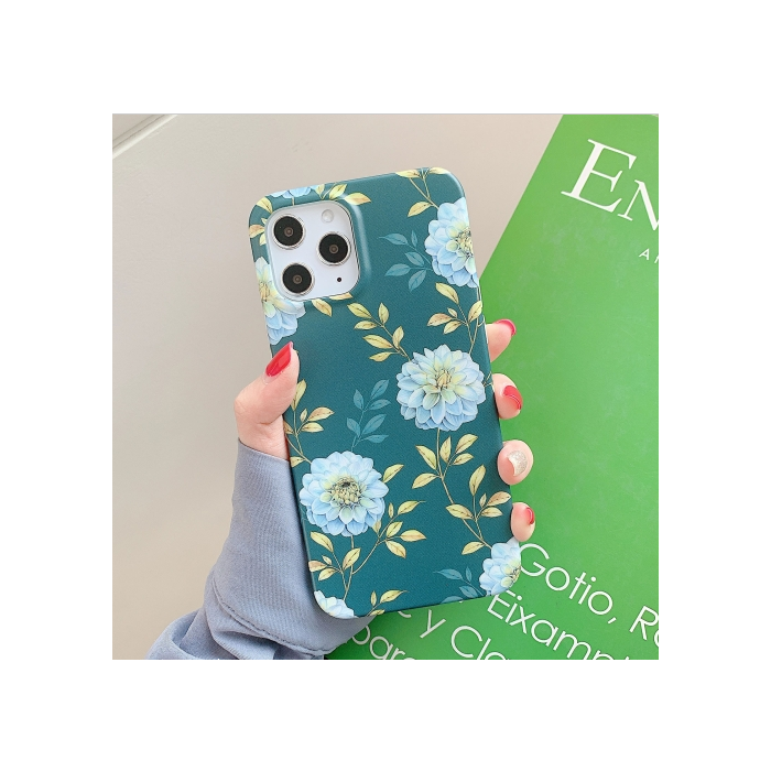 Silikónové puzdro na Apple iPhone 12/12 Pro Retro Flowers zelené