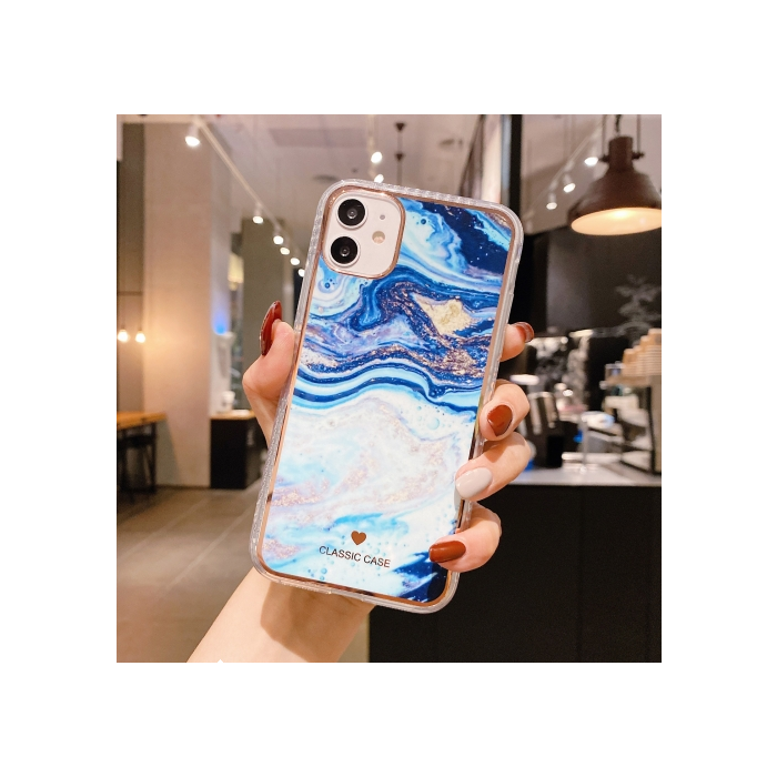 Plastové puzdro na Apple iPhone 12/12 Pro Watercolor modro zlaté