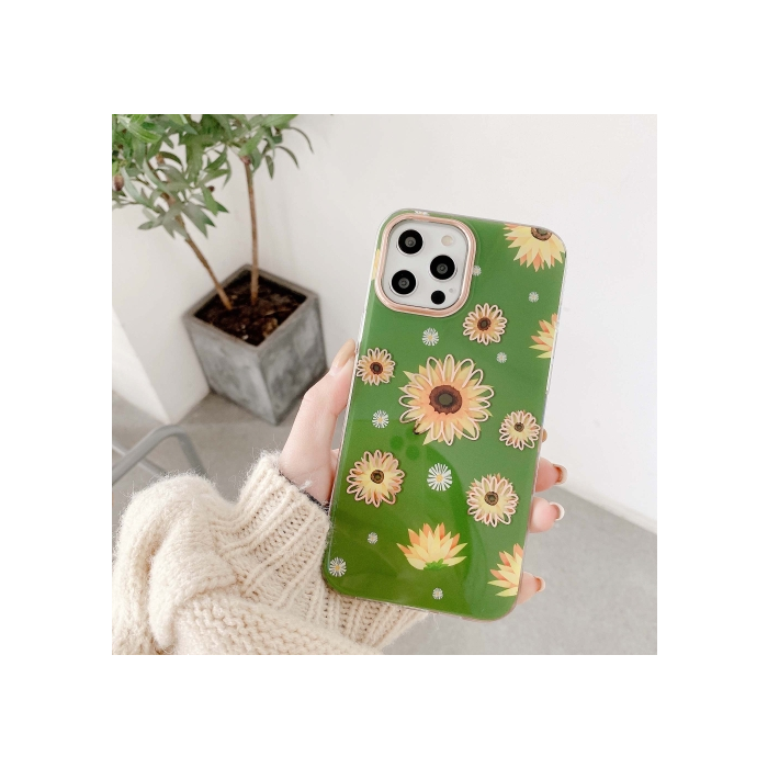 Plastové puzdro na Apple iPhone 12/12 Pro Classic Flower zelené