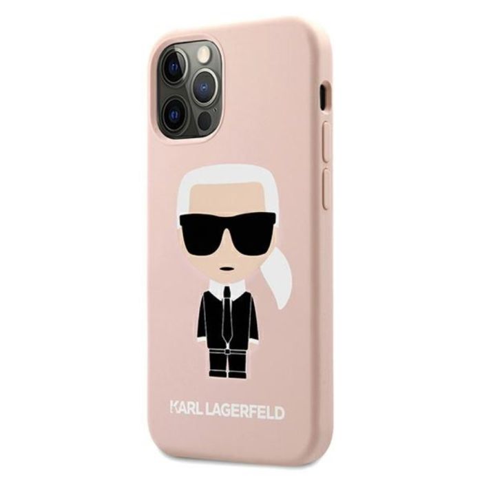 Puzdro na Apple iPhone 12 Pro Max Karl Lagerfeld KLHCP12LSLFKPI Silicone Iconic ružové