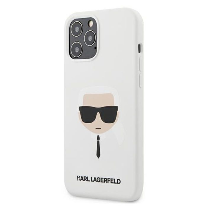 Puzdro na Apple iPhone 12 Pro Max Karl Lagerfeld KLHCP12LSLKHWH Karl's Head biele