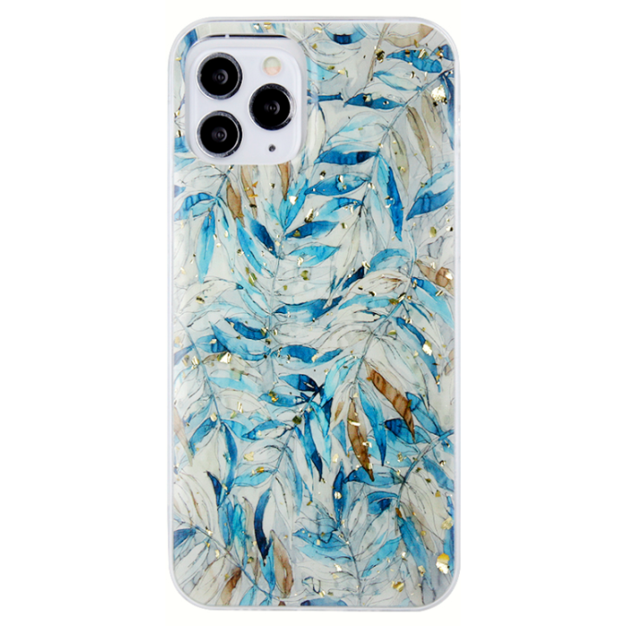 Silikónové puzdro na Apple iPhone 11 Pro Gold Glam listy2 