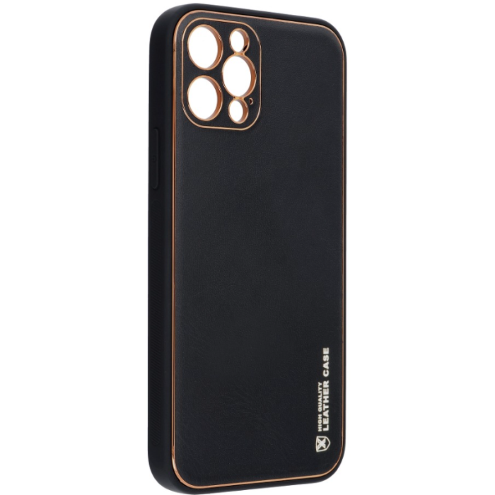 Plastové puzdro na Apple iPhone 13 Pro Max Forcell LEATHER čierne
