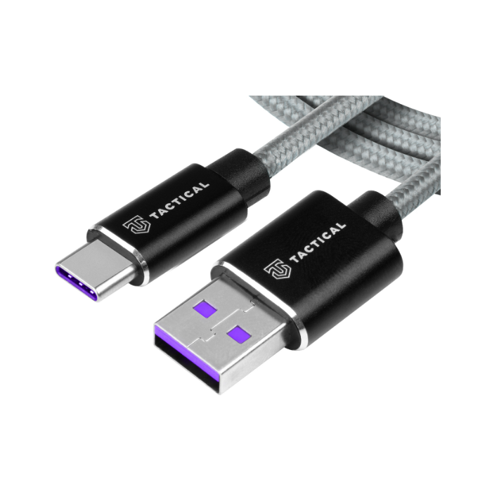 Kábel Tactical Fast Rope Aramid 033, USB-A na USB-C, Huawei Super Charge, 1m, sivý