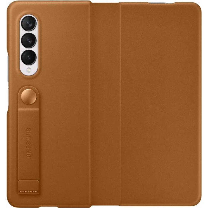 Kožené puzdro Samsung na Samsung Galaxy Z Fold3 5G F926 EF-FF926LAE Flip Camel