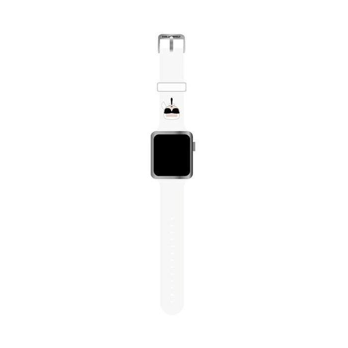 Náhradný remienok na Apple Watch 38/40mm KLAWMSLCKW Karl Lagerfeld Karl and Choupette biele 