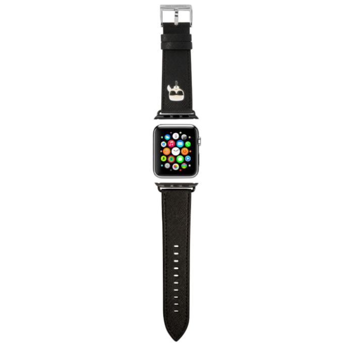 Náhradný remienok na Apple Watch 42/44mm KLAWLOKHG Karl Lagerfeld Karl Head PU čierne