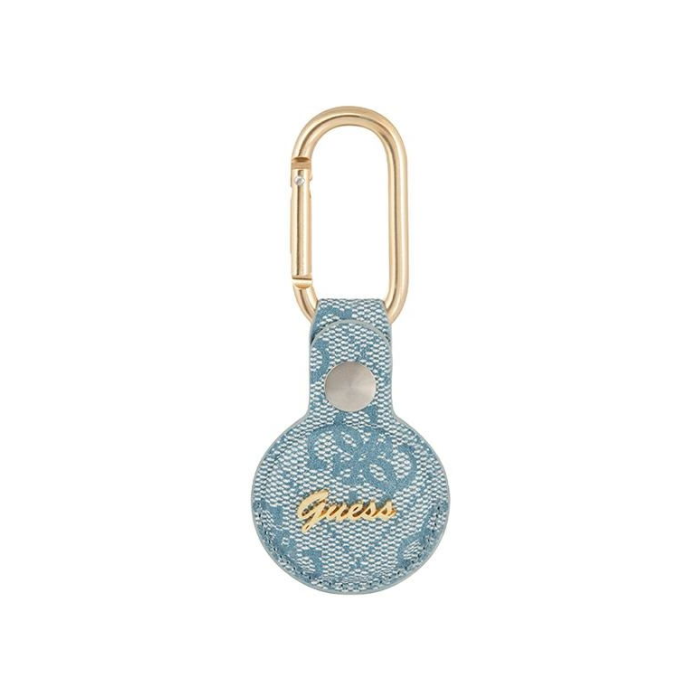 Puzdro Guess na Apple AirTag GUATP4GMSRB 4G Vintage Script modré