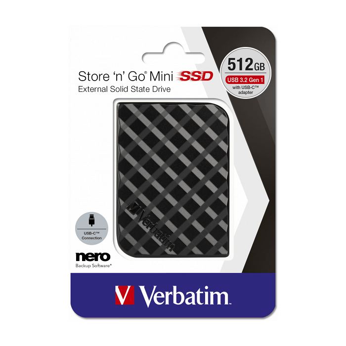 Externý disk Verbatim SSD Store ‘n’ Go mini 512 GB GEN2 USB 3.2 GEN 1 čierny