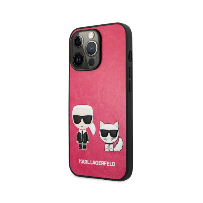 Plastové puzdro Karl Lagerfeld na Apple iPhone 13 Pro KLHCP13LPCUSKCP Karl and Choupette Leather červené