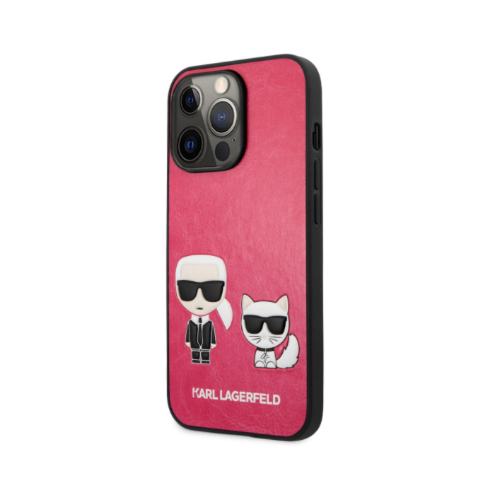 Plastové puzdro Karl Lagerfeld na Apple iPhone 13 Pro Max KLHCP13XPCUSKCP Karl and Choupette Leather červené
