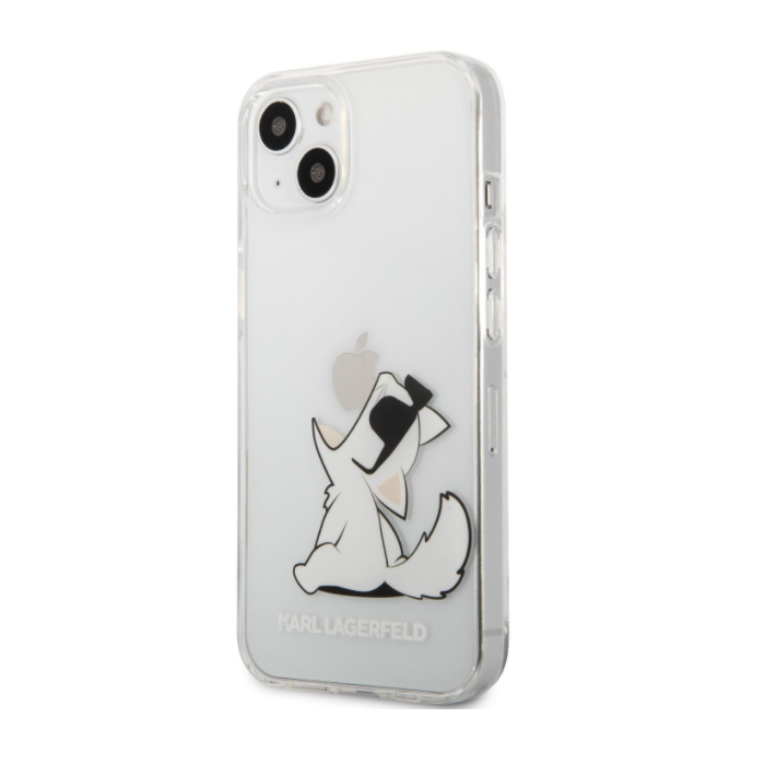 Plastové puzdro Karl Lagerfeld na Apple iPhone 13 KLHCP13MCFNRC Choupette Eat transparentné