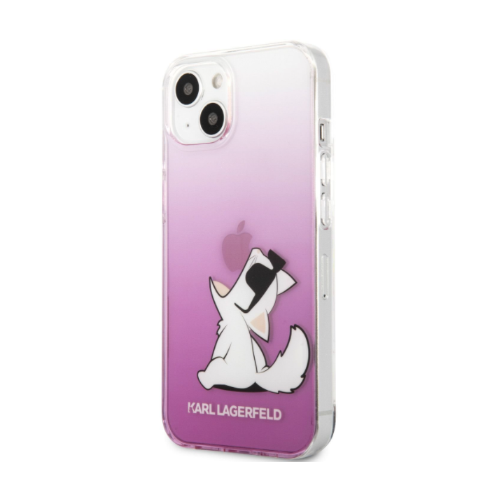 Plastové puzdro Karl Lagerfeld na Apple iPhone 13 KLHCP13MCFNRCPI Choupette Eat ružové