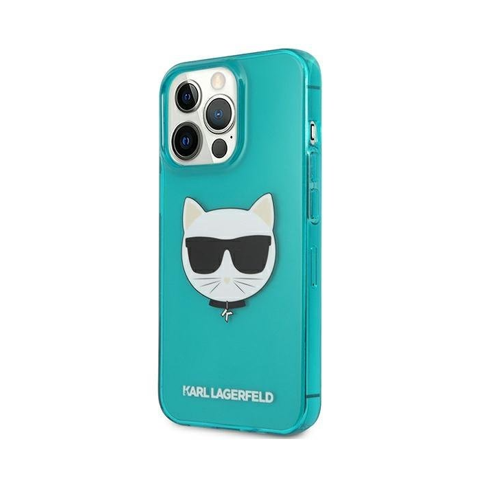 Silikónové puzdro Karl Lagerfeld na Apple iPhone 13 Pro KLHCP13LCHTRB Choupette Head modré
