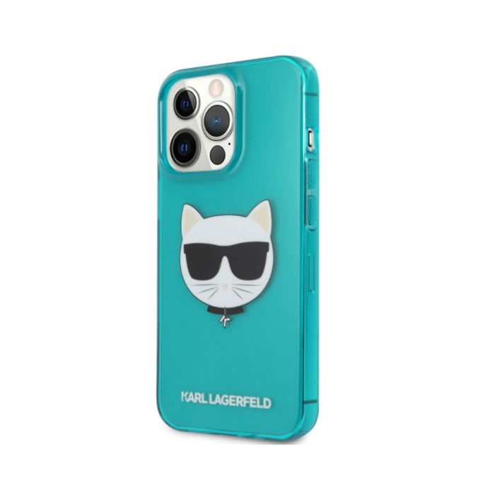 Silikónové puzdro Karl Lagerfeld na Apple iPhone 13 Pro Max KLHCP13XCHTRB Choupette Head modré