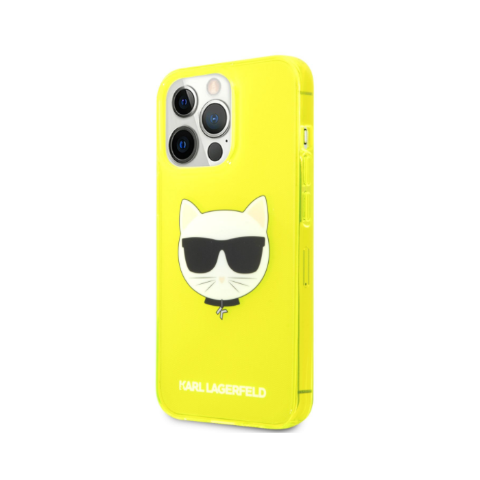 Silikónové puzdro Karl Lagerfeld na Apple iPhone 13 Pro KLHCP13LCHTRY Choupette Head žlté