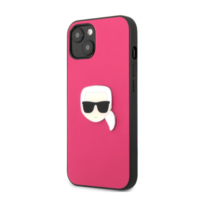 Plastové puzdro Karl Lagerfeld na Apple iPhone 13 mini KLHCP13SPKMP Leather Karl Head ružové