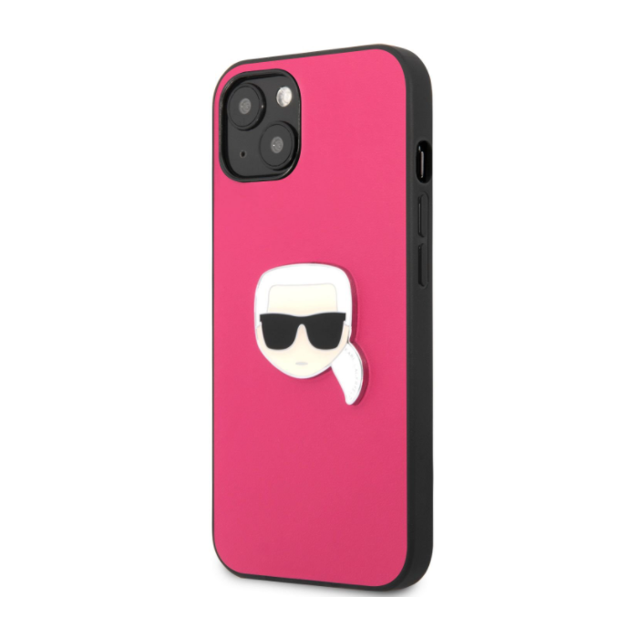 Plastové puzdro Karl Lagerfeld na Apple iPhone 13 KLHCP13MPKMP Leather Karl Head ružové