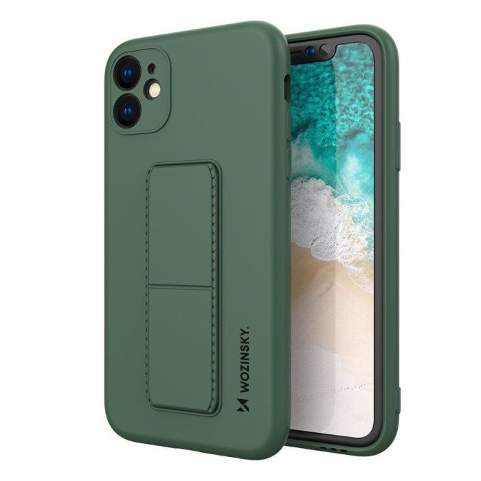 Silikónové puzdro na Xiaomi Redmi Note 9 Kickstand zelené