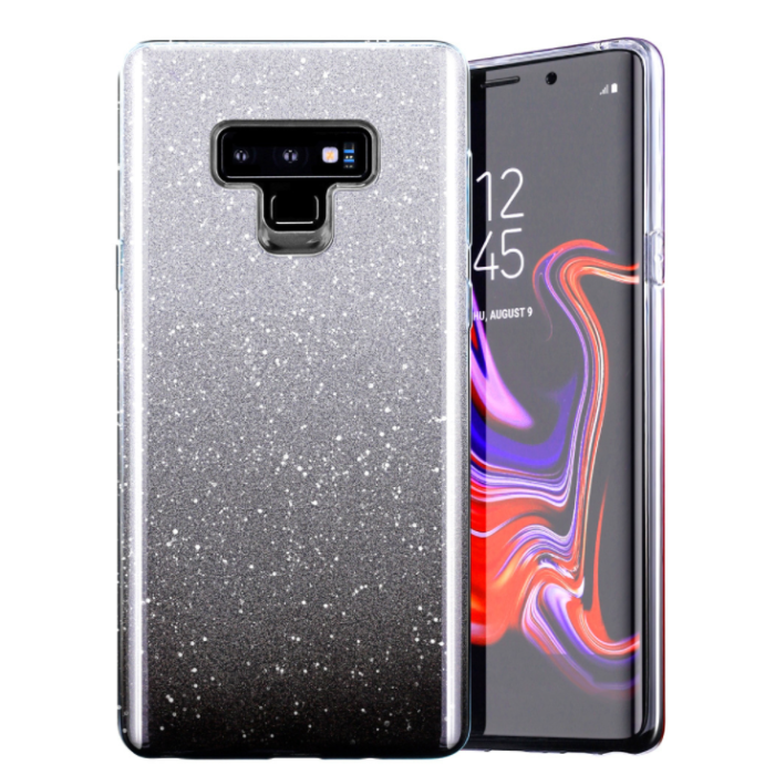 Silikónové puzdro na Apple iPhone 13 Mini/12 Mini Shine Bling čierno-strieborné