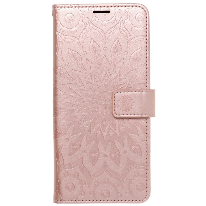 Diárové puzdro na Samsung Galaxy S22 Ultra 5G Forcell MEZZO mandala ružovozlaté