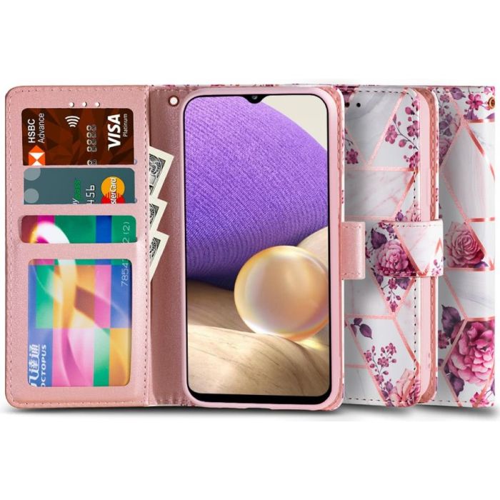 Diárové puzdro na Samsung Galaxy A32 5G Tech-protect kvety
