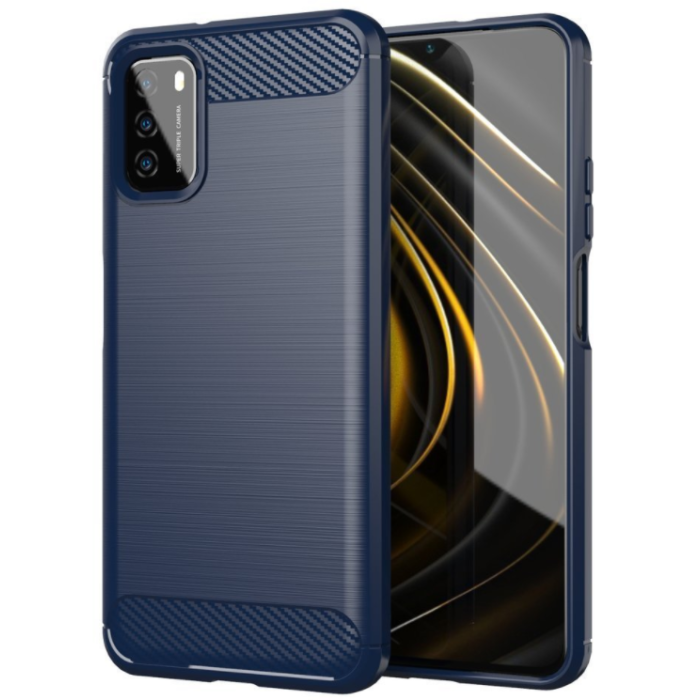 Silikónové puzdro na Xiaomi Redmi 9T/Poco M3 Carbon Flexible modré