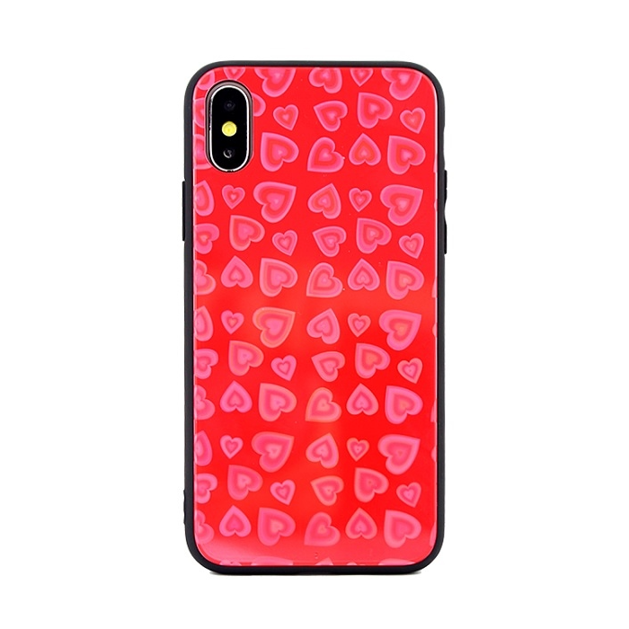 Plastové puzdro na Apple iPhone 5/5s/se Glass Hearts Beline červené
