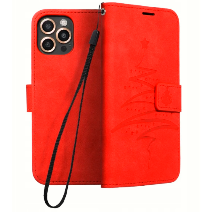 Diárové puzdro na Xiaomi Redmi 9C Forcell MEZZO vianočný stromček červené