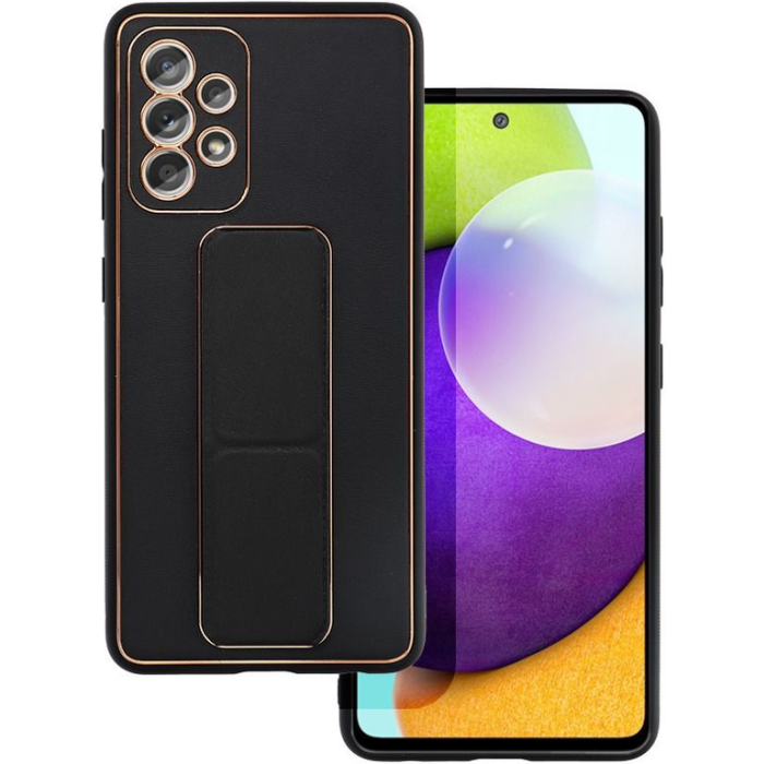 Plastové puzdro na Samsung Galaxy A52 LTE A525/A52 5G A526/A52s A528 Leather Kickstand čierne