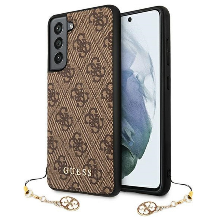 Plastové puzdro Guess na Samsung Galaxy S21 FE 5G GUHCS21FEGF4GBR 4G Charm hnedé