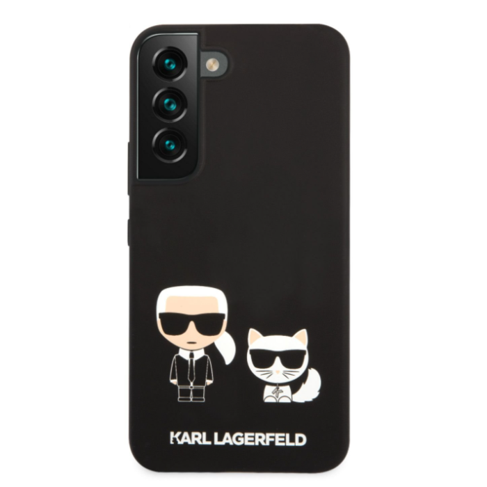 Silikónové puzdro Karl Lagerfeld na Samsung Galaxy S22 5G KLHCS22SSSKCK Choupette Liquid Silicone čierny 