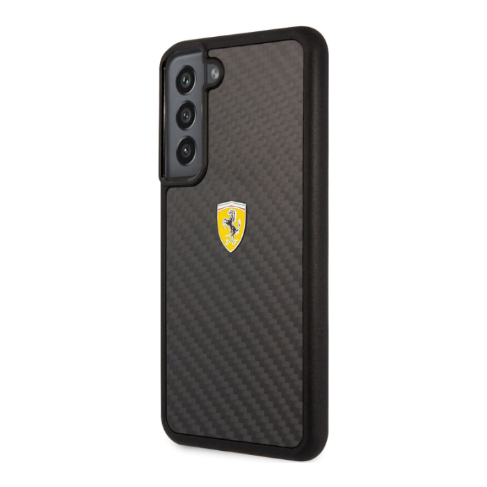 Plastové puzdro Ferrari na Samsung Galaxy S22 5G S901 FEHCS22SFCAK On Track Real Carbon čierne