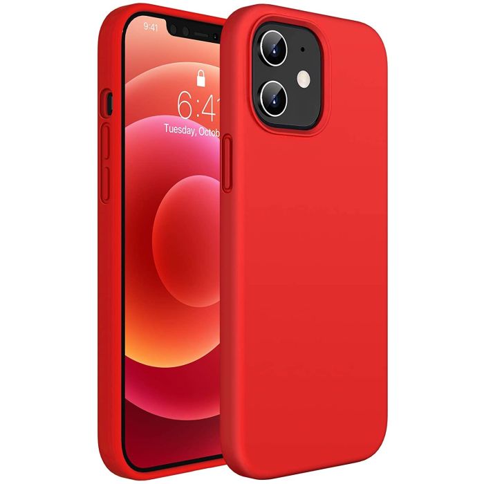 Silikónové puzdro na Apple iPhone 12/12 Pro MySafe Silicone červené