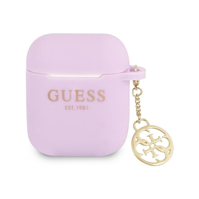 Silikónové puzdro Guess na Apple AirPods 1 / 2 GUA2LSC4EU 4G Charm fialové