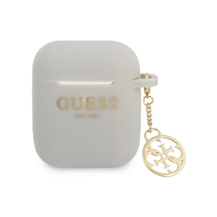 Silikónové puzdro Guess na Apple Airpods 1/2 GUA2LSC4EG 4G Charm sivé