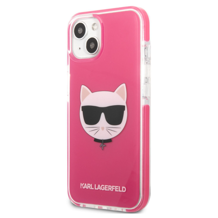 Plastové puzdro Karl Lagerfeld na Apple iPhone 13 KLHCP13MTPECPI Choupette Head TPE fuchsia