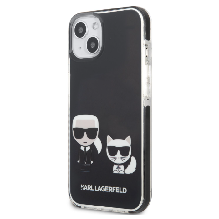 Plastové puzdro Karl Lagerfeld na Apple iPhone 13 Pro KLHCP13LTPEKCK Karl Lagerfeld and Choupette TPE čierne