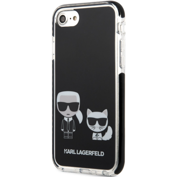 Plastové puzdro Karl Lagerfeld na Apple iPhone 7/8/SE 2020/SE 2022 KLHCI8TPEKCK Karl and Choupette čierne