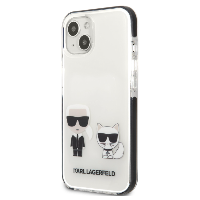 Plastové puzdro Karl Lagerfeld na Apple iPhone 13 Pro KLHCP13LTPEKCW Karl Lagerfeld and Choupette TPE biele