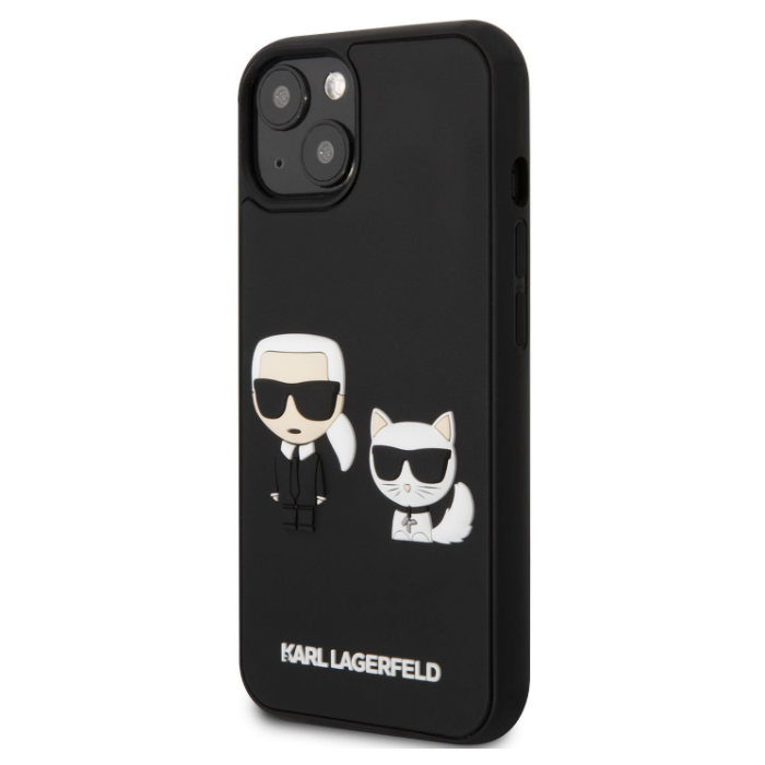Plastové puzdro Karl Lagerfeld na Apple iPhone 13 Pro KLHCP13L3DRKCK Karl Lagerfeld and Choupette 3D čierne