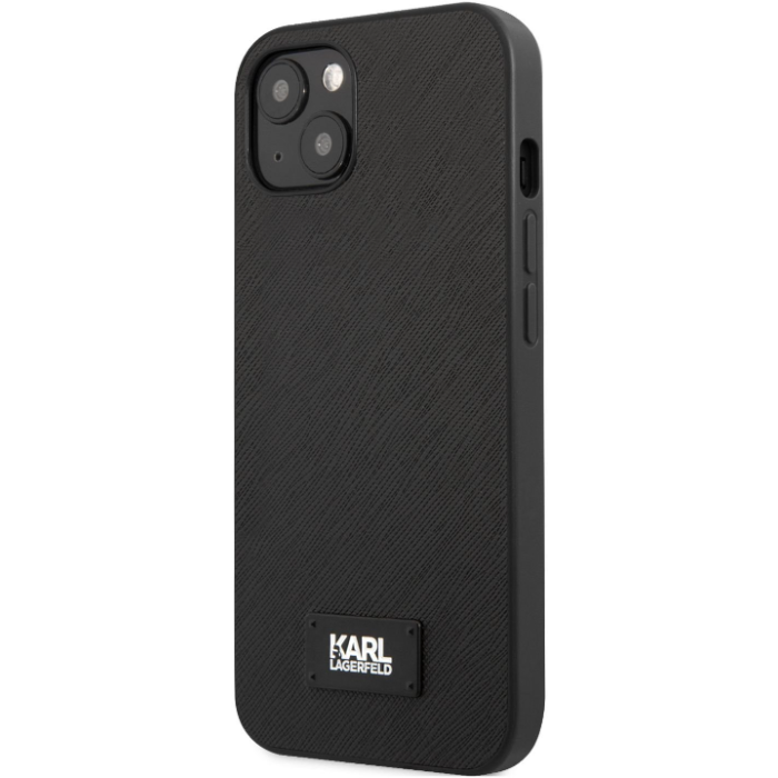 Plastové puzdro Karl Lagerfeld na Apple iPhone 13 Mini KLHCP13SSFMP2K Saffiano Plaque čierne
