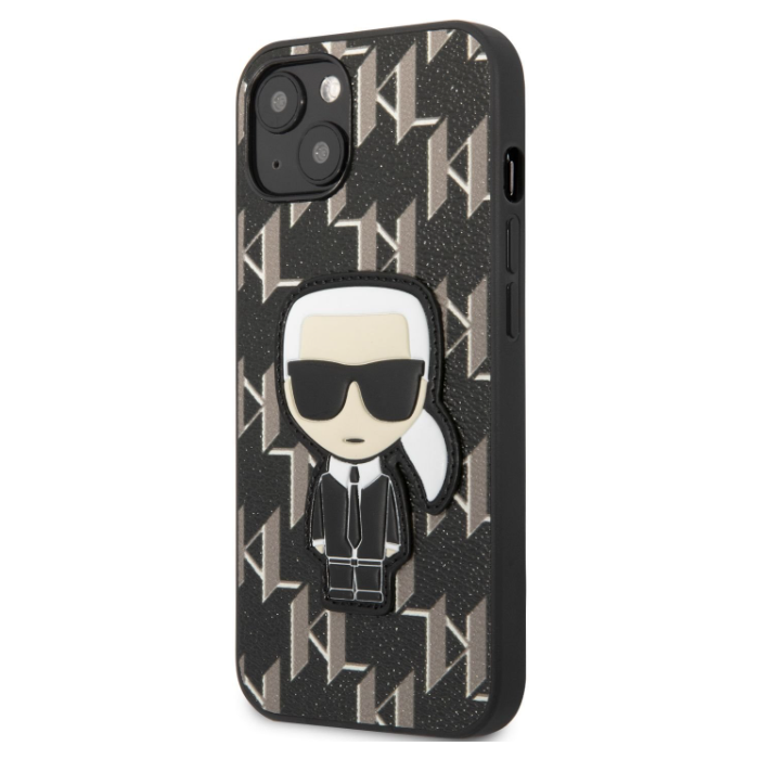 Plastové puzdro Karl Lagerfeld na Apple iPhone 13 Pro KLHCP13LPMNIKBK Monogram Ikonik čierne