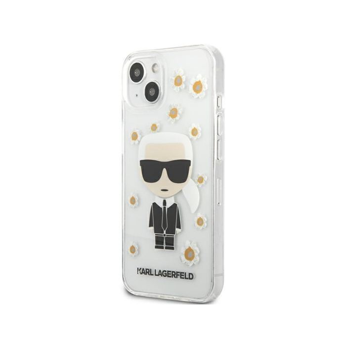 Plastové puzdro Karl Lagerfeld na Apple iPhone 13 Mini KLHCP13SHFLT Ikonik Flower transparentné
