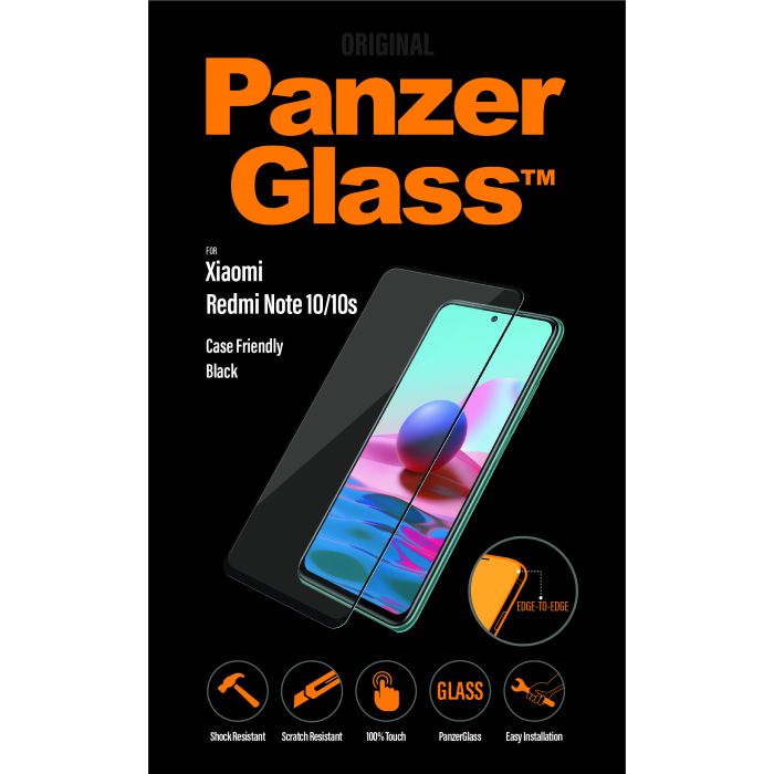Tvrdené sklo na Xiaomi Redmi Note 10/10S PanzerGlass Case Friendly čierna