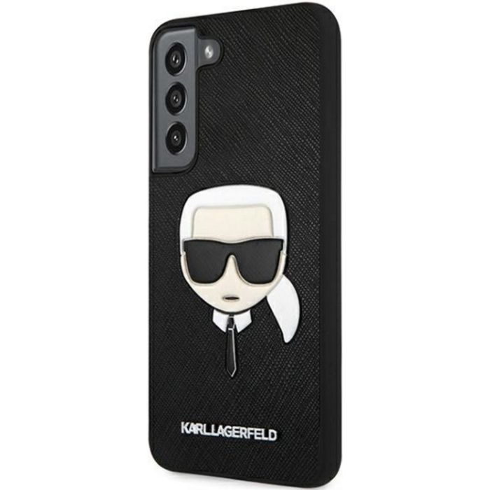 Plastové puzdro Karl Lagerfeld na Samsung Galaxy S22 Plus 5G KLHCS22MOKPK Saffiano Iconic Patch čierne