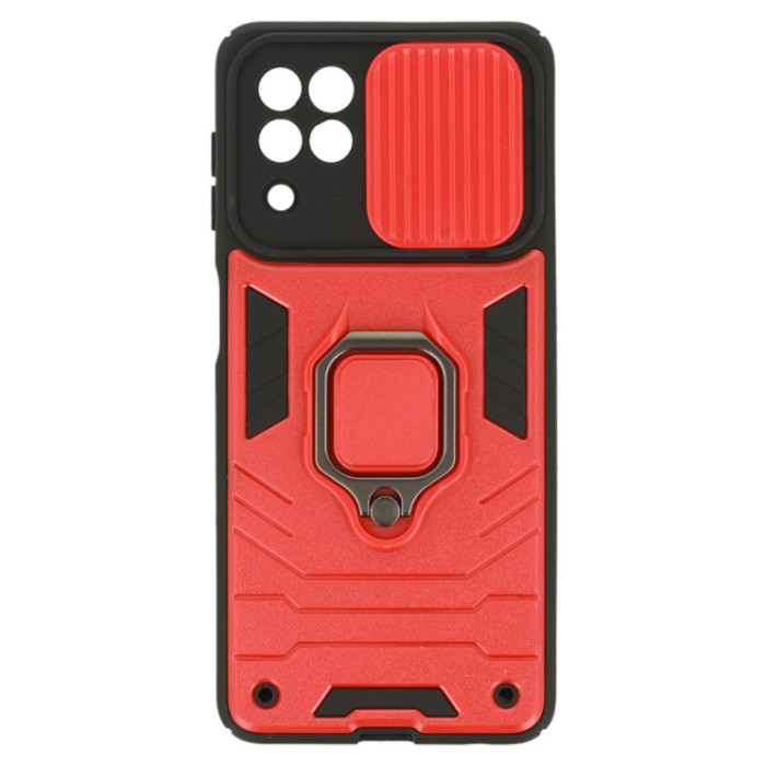 Odolné puzdro na Samsung Galaxy A12/M12 Ring Lens Armor červené