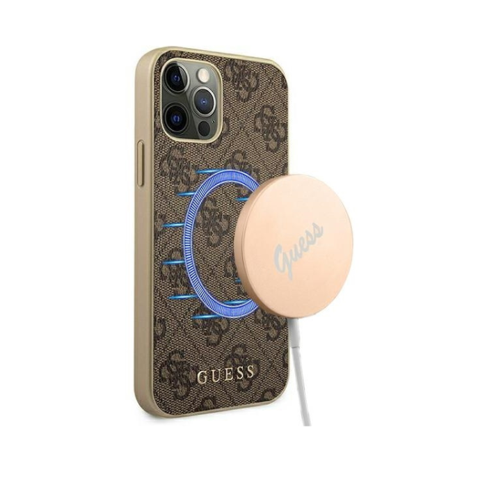 Plastové puzdro Gues na Apple iPhone 13 Pro Max 6,7 GUHMP13XG4GB 4G Collection Magsafe hnedé 